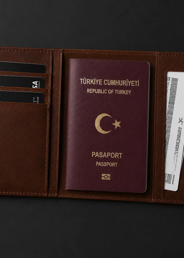 Kişiye Özel İsim Baskılı Deri Pasaport Cüzdanı
