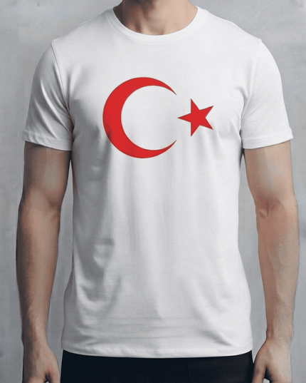 Türk Bayrağı Baskılı Beyaz Tişört