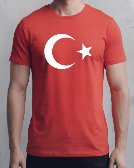 Türk Bayrağı Baskılı Kırmızı Tişört