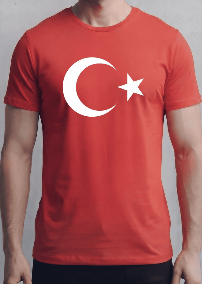 Türk Bayrağı Baskılı Kırmızı Tişört